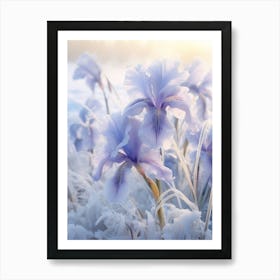 Frosty Botanical Iris 1 Art Print