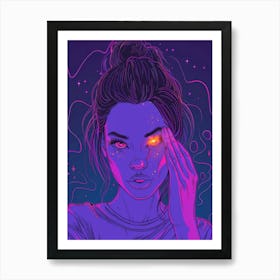 Girl With Glowing Eyes 1 Art Print