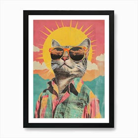 Vintage Retro Poster Cool Cat 9 Art Print