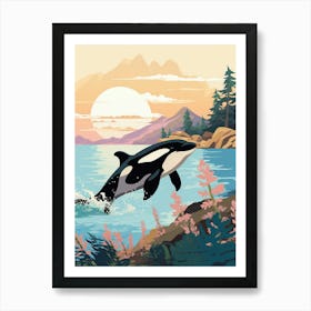 Orca Whale By Rocky Coastline3 Art Print