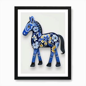 Blue And Yellow Horse Art Print