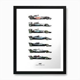 Lewis Hamilton Championship Winner Cars Art Print