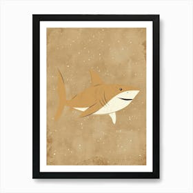 Cute Muted Pastels Storybook Style Shark 2 Art Print