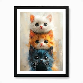 Cute Cats Stacked Together 7 Art Print