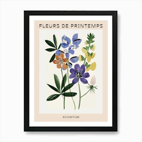 Spring Floral French Poster  Aconitum 4 Art Print