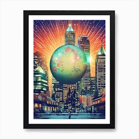 London Downtown Giant Disco Ball 3 Art Print