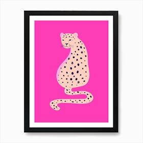 Leopard On Pink Background Art Print