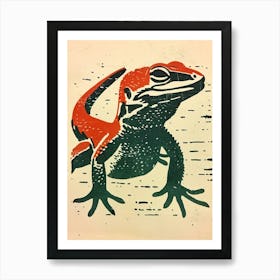 Red Mediterranean House Gecko Bold Block 1 Art Print