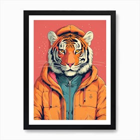 Tiger Illustrations Wearing A Windbreaker 3 Art Print
