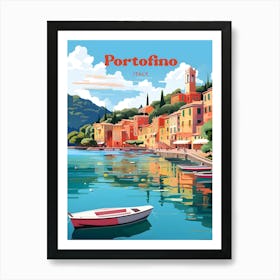 Portofino Italy Seaside Travel Art Illustration Art Print