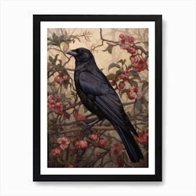 Dark And Moody Botanical Crow 2 Art Print