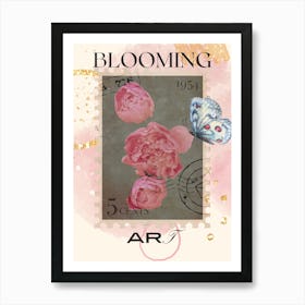 Blooming Peony Butterfly Art Print