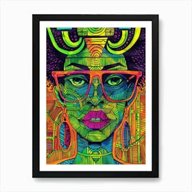 Afro Girl With Glasses Art Print