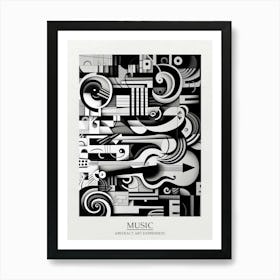 Music Abstract Black And White 6 Poster Art Print