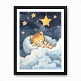 Baby Tiger Cub 1 Sleeping In The Clouds Art Print