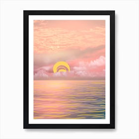 Graphic Sun In The Ocean Art Print