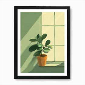 Potted Plant On Window Sill Art Print