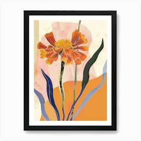 Colourful Flower Illustration Zinnia 3 Art Print