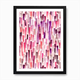 Watercolor Brushstrokes Coral Purple Art Print