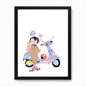 Vespa And Burgers 1 Art Print