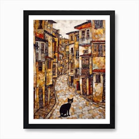 Painting Of Buenos Aires With A Cat In The Style Of Gustav Klimt 4 Art Print