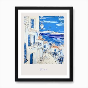 Faro Portugal 2 Mediterranean Blue Drawing Poster Art Print