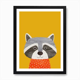 Racoon Yellow Art Print