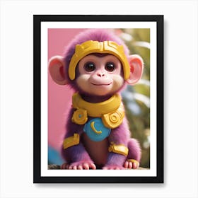 Monkey In A Helmet Art Print