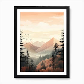 Landscape With Trees And Birds Art Print