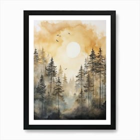 Sunrise In The Forest Art Print