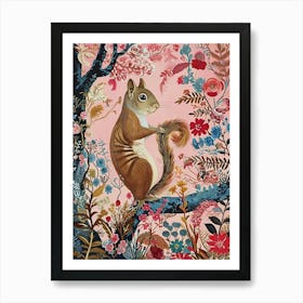 Floral Animal Painting Squirrel 2 Art Print
