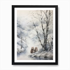 Winter Watercolour Otter Art Print