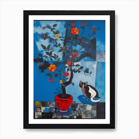 Orchids With A Cat 1 Surreal Joan Miro Style  Art Print