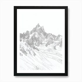 Mont Blanc France Italy Line Drawing 2 Art Print