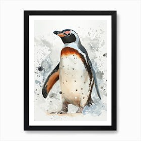 Humboldt Penguin Carcass Island Watercolour Painting 2 Art Print