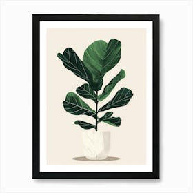 Fiddle Leaf Fig Plant Minimalist Illustration 3 Art Print