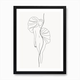 Line Art Woman Body And Leaf 9 Art Print