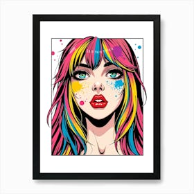 Girl With Paint Splatters 1 Art Print