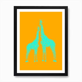 Turquoise Giraffes Art Print