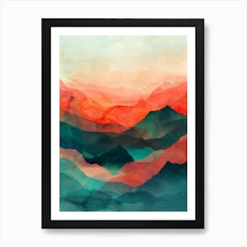 Abstract Watercolor Of Mountains Art Print