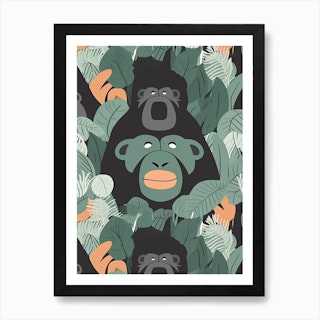 Latitude Run® Little Girl Offering Banana To Gorilla Pictures Of Gorillas  Poster Primate Poster Gorilla Picture Paintings For Living Room Decor  Nature Wildlife Art Print Black Wood Framed Art Poster 20X14