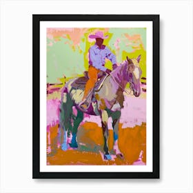 Pink And Orange Cowboy 4 Art Print