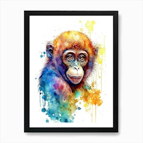 Monkey Water Color Art Print