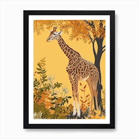Giraffe In Nature Modern Illustration 3 Art Print