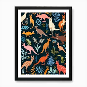 Australian Animals Seamless Pattern Art Print