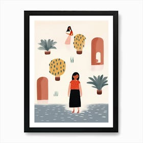Summer In India, Tiny People And Illustration 1 Art Print