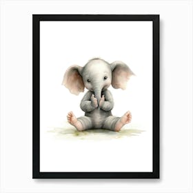 Elephant Painting Practicing Yoga Watercolour 2 Art Print