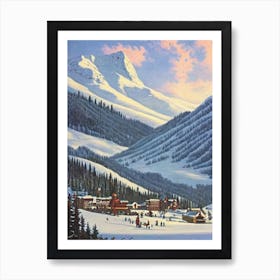 Les Arcs, France Ski Resort Vintage Landscape 1 Skiing Poster Art Print