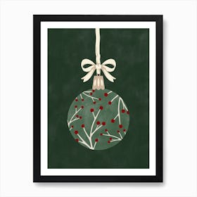 Green Christmas Ornament Art Print