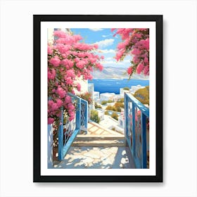 Pink Flowers by the Balcony Art Print